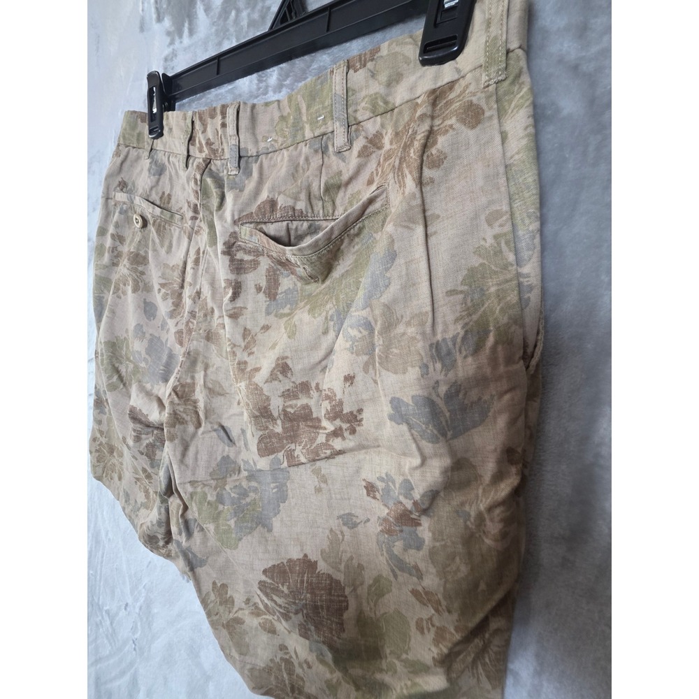 Uniqlo Mens Floral Chino Shorts Beige Cotton Botanical Print Size L - Picture 6 of 9